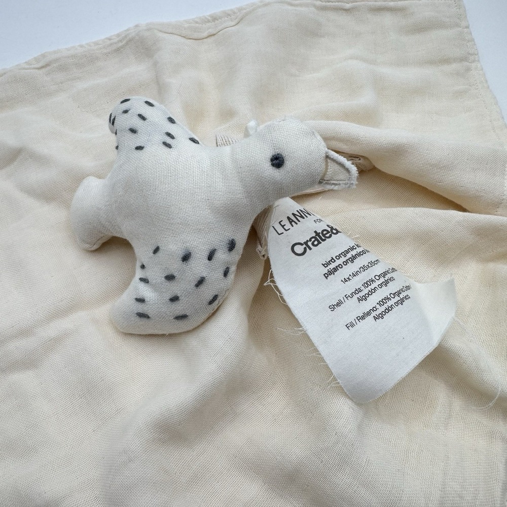 Leanne Ford Design Bird Organic Cotton Lovey Security Blanket Cream Crate Barrel